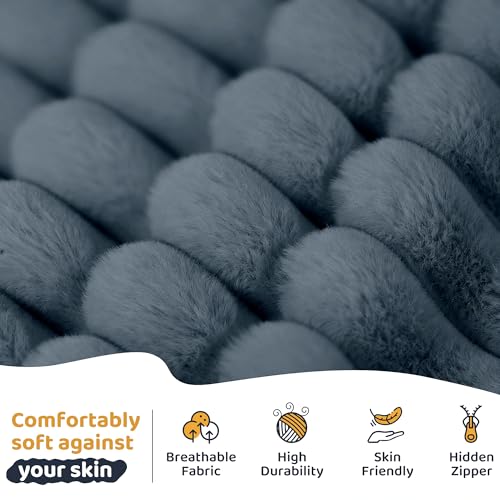 Image of HABUTWAY Bean Bag Chair, Giant Bean Bag Chairs for Adults and Kids, Bean Bag Sofa, Lazy Floor Sofa, Faux Fur Beanbag Chair with Armrests for Living Room Bedroom (Dark Grey)