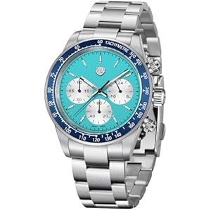 Rollstimi Pagani Design 7931 Men’s Panda Dial Watches, Man Quartz Chronograph Wrist Watch VK63 Movement Stainless Steel Band 100M Waterproof Fashion Casual Wristwatch, Luminous, Screw Down Crown