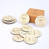 All Baby Goods 13 Wooden Monthly Milestone Cards Double Sided (12 Months Signs) - Cute & Funny...