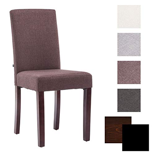 Silla De Salón Comedor Ina Tapizada En Tela I Silla Comedor Acolchada I Silla De Sala De Espera con Base 4 Patas De Madera I Color:, Color:marrón, Color del Marco:Color del Marco Cappuccino