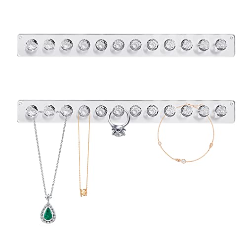 2 piezas soporte para collar, soporte de joyería de pared acrílico, organizador de collar autoadhesivo, gancho de almacenamiento de joyas, utilizado para collares, pendientes