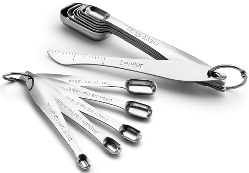 Image of Spring Chef Stainless Steel Measuring Spoons Set of 13 with Leveler, Metal Teaspoon & Tablespoon Measuring Spoons for Cooking & Baking, Fits in Spice Jars, Kitchen Gadgets for Dry & Liquid Ingredients