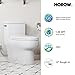 HOROW One-Piece Elongated Toilet, 1.28 GPF High Efficiency, Easy Cleaning Design, Left-Hand Flush Lever, Soft-Close Seat, Compact Modern Bathroom Toilet, 12'' Rough-In, White Ceramic Bowl