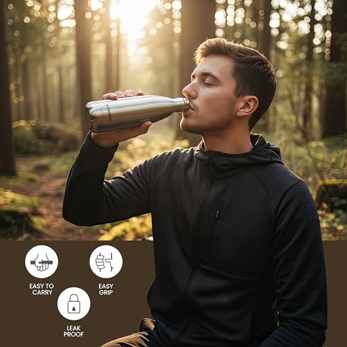 Image of 304 Stainless Steel Viva Insulated Flask 750ml | Hot & Cold 24 Hours | Double Wall, Lightweight, Leak Proof, BPA-Free Bottle | Ideal for Office, Gym, School & Travel (Matte Silver, Pack of 1)