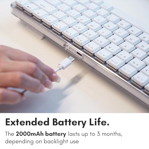 Image of Macally Wireless Mechanical Keyboard for Mac | Compatible Bluetooth Apple Keyboard (75% Size, Blue Tactile Switches) Compact, Multi Device, Backlit for MacBook Pro /Air, iMac, Mac mini /Pro
