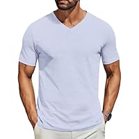 T-Shirt pour Homme à Manches Courtes Col en V Classique Décontracté T-Shirt Basique pour l'Été (FR/ES, Alpha/Lettres, L, Taille Normale, Taille Normale, White-Grey)