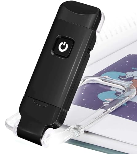 Image of Clip-On LED Book Lamp for Night Reading, USB Rechargeable Study Light for Students, 3 Brightness & Color Modes, Eye-Care Portable Foldable Reading Light for Bed & Travel (Black)