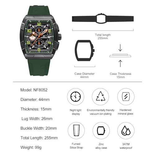 Image of NAVIFORCE Men Quartz Watch Auto Date Week Business Dress Analog Wrist Watches