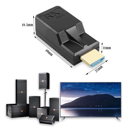 Image of HDMI to RJ45 60M Extender 1080P HDMl to RJ45 Cable Extendr Converter with Type-C Charging Cable for Computers, Laptops, Set-Top Boxes, TVS, Projectors, etc (60M HDMI Extender Connector)