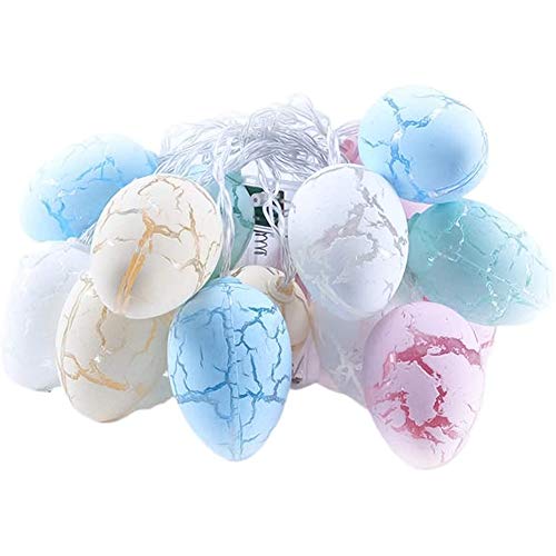 Guirnalda de luces LED para decoración de Pascua, luces LED de huevo agrietado, funciona con pilas, luces de decoración de Pascua para el hogar, fiesta de Pascua, vacaciones (10 LED) Cover