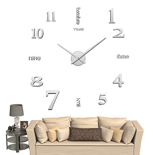 DIY 3D Wanduhren Modern Design Acryl Wanduhren Wandtattoo Dekoration fürs Wohnzimmer Kinderzimmer (Silber) Cover