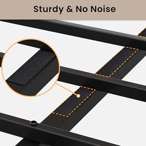 Image of LIKIMIO Queen Bed Frame, Tall Modern Headboard 51.2 inch, Platform Bed Frame with Strong Metal Support, Solid and Stable, Noise Free, No Box Spring Needed, Easy Assembly, White Maple