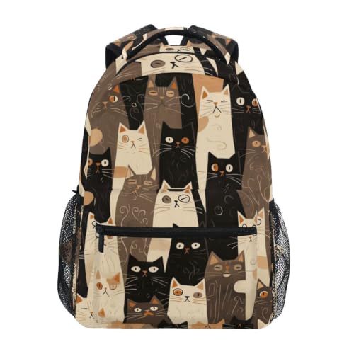 Sac à dos scolaire chats noirs grand cartable élève fille garçon design artistique