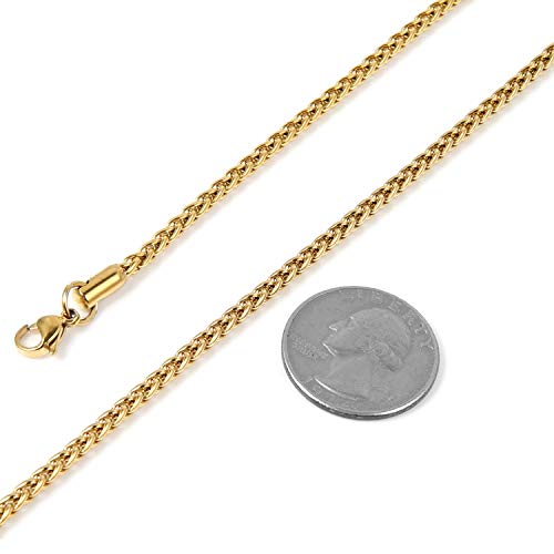 Image of HZMAN 3.0 mm Stainless Steel Wheat Silver Chain Necklaces for Men & Women 16 inch -36 inch