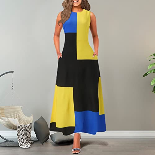 Robe sans manches imprimée avec poches intégrées coupe en A