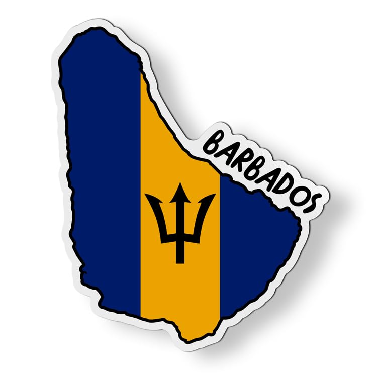 Imán decorativo rectangular de mapa Barbados 4 pulgadas miniatura 1
