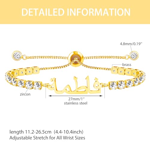 Image of Allah Name Bracelet, Personalized Zircon Faith Jewelry, Islamic Faith Tennis Bracelets for Her, Halal Fashion Accessory, Adjustable White Eid Gift YA4968