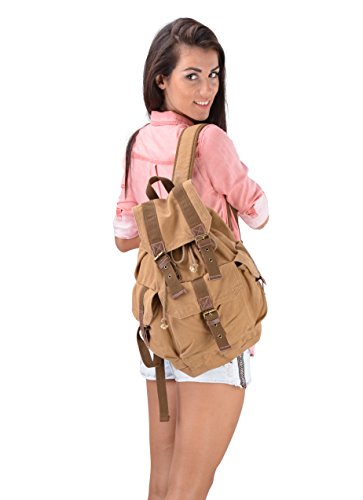 Gootium Canvas Backpack - Vintage Outdoor Rucksack Travel Day Pack