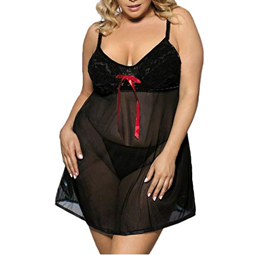 HULKY Lenceria Mujer Sexy Tallas Grandes Lenceria EróTica Mujer Moda Mujer Casual Encaje Sexy Ropa De Dormir Vestidos De Encaje Lenceria Sexy Mujer Picardias(Negro,XXXXXXL) Cover
