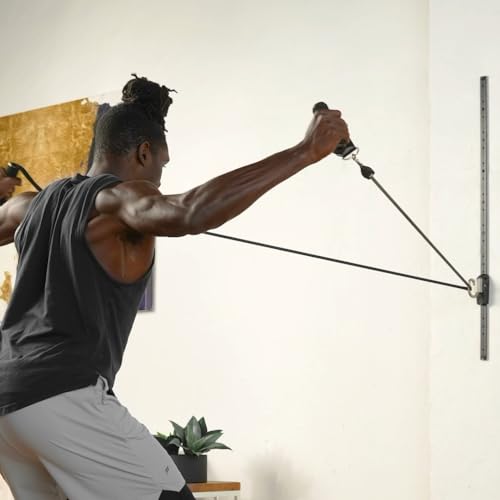 Image of Space Saver Gym Resistance Bands Exercise Equipment for at Home Fitness Workout | Resistance Band Wall Anchor for Kinetic Bands with 1 Rail, 1 Rail Car