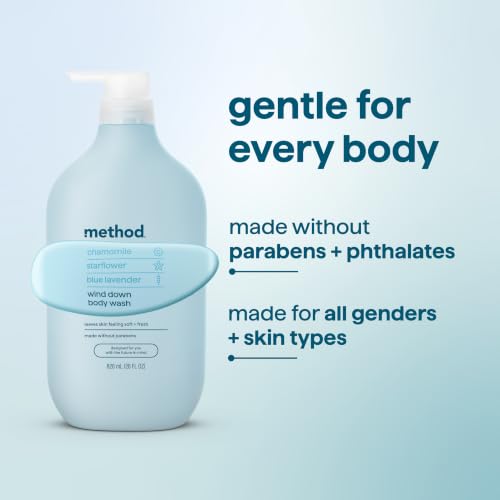 Image of method Body Wash, Wind Down - Leaves Skin Feeling Soft & Moisturized, Made Without Parabens, Notes of Chamomile, Starflower & Blue Lavender, 28 Fl Oz