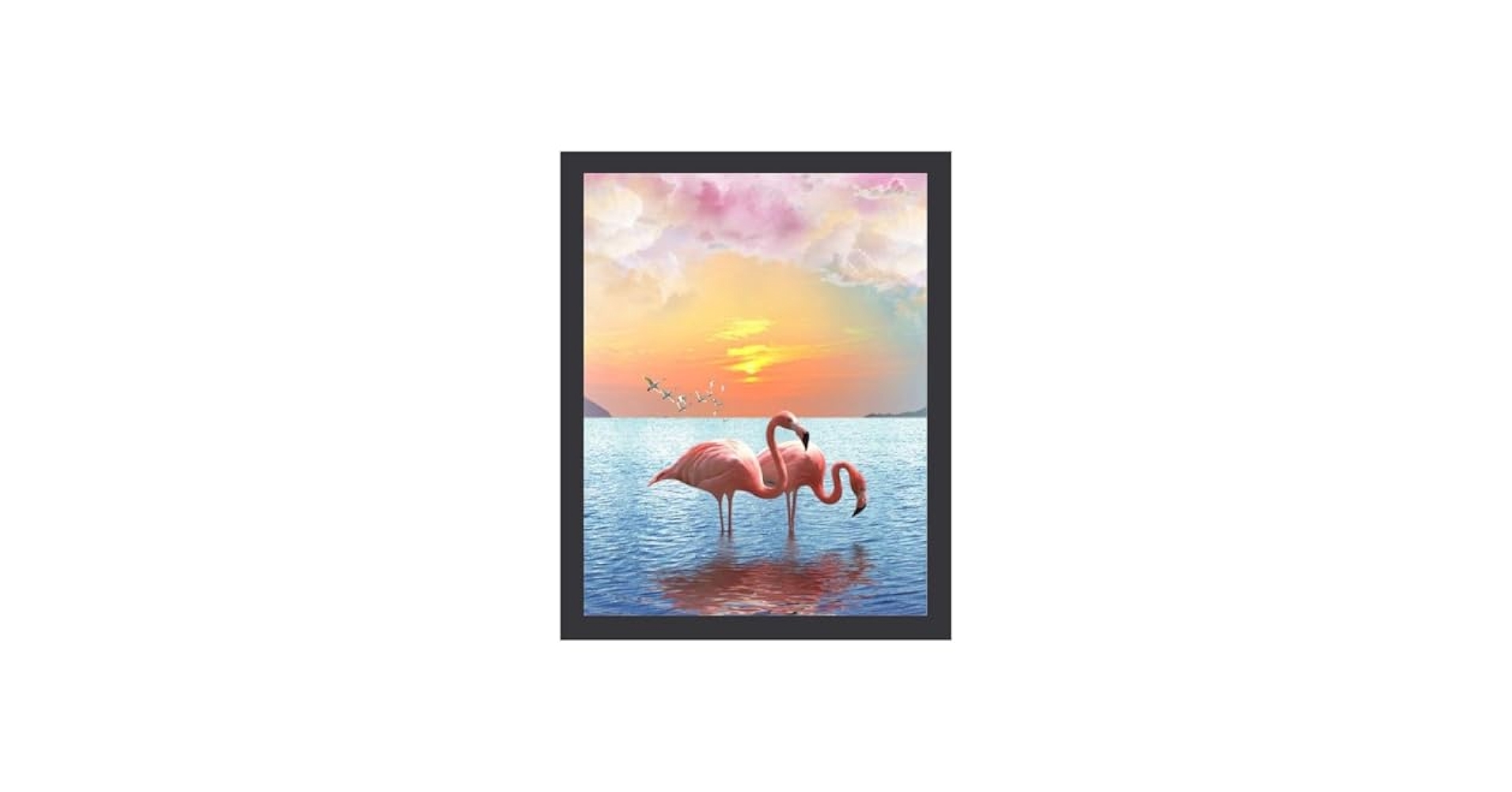 Amazon.co.jp: 夕暮れ時の水の中の2匹のフラミンゴ 絵画 絵 幻想