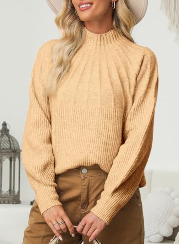 Image of Dokotoo Women's Turtleneck Oversized Sweaters Long Sleeve Pullover Knit Mock Neck Tops