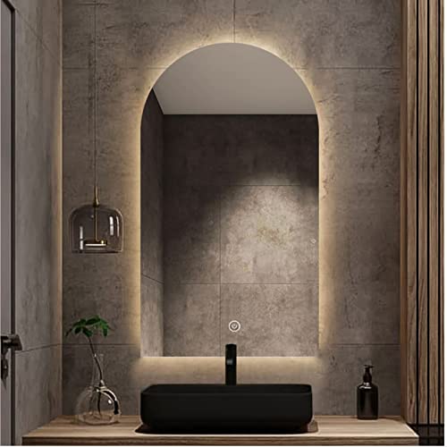 Led Bathroom Mirror Vanity Wall Mirror With Lights, Arched Frameless Backlit Mirror, 3-Color Dimmable Lighted (3000K-4000K-6000K), Touch Sensor, Ip54 Waterproof, Explosion-Proof, Hd #TOP21