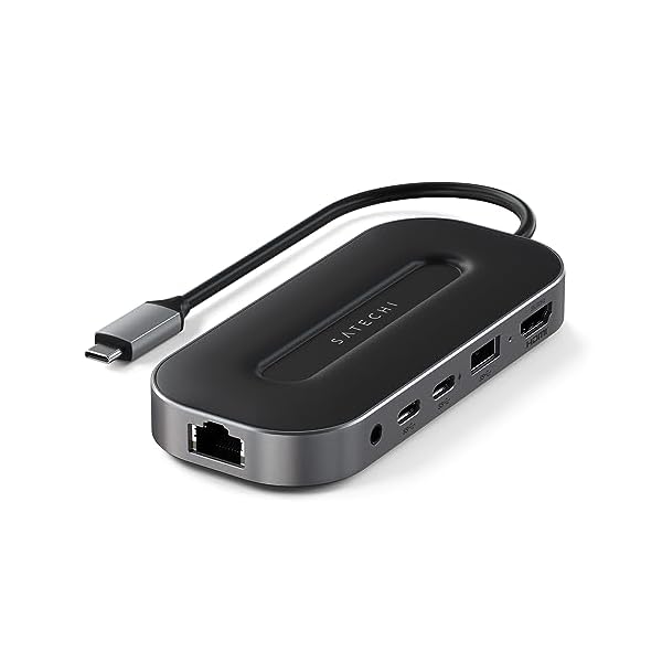 Satechi USB C Hub Multiport Adapter, USB4 6 in 1 with 8K HDMI, 100W USB C PD Charging, 2X USBC and 1x USB-A Data Ports, Ethernet, Audio Jack, for MacBook & Windows