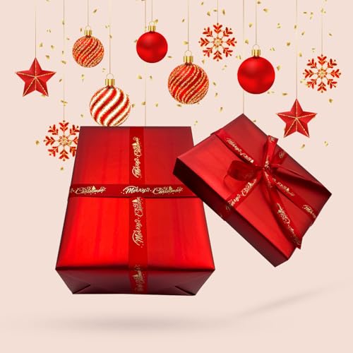 Red Gift Wrapping Paper Roll: 43cm X 12m Solid Color Matte Metallic Recyclable Wrapping Paper for Birthday, Christmas, Valentine's Day, Wedding, Party, Festival Gift Decorations - Image 4