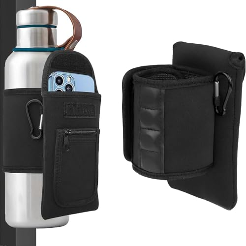 lrgnixs Magnetic Gym Bag Water Bottle Carrier with Phone Compartments for Travel Work Sports Magnetic Gym Bag Water Bottle for Mobile Phone Keys Gym Accessories Organizer (Black)