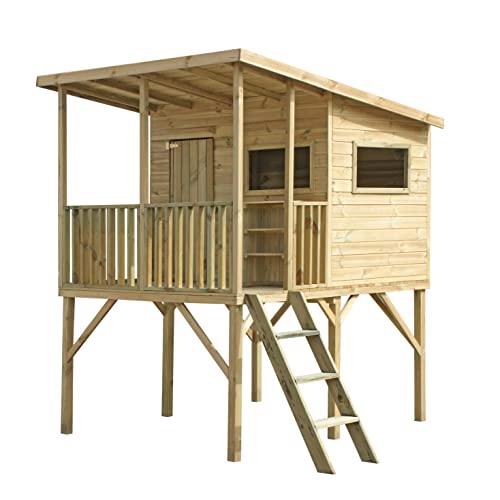 4IQ Cabane Enfant Exterieur Bois 220x174,5x272 cm - Cabane de Jardin pour Enfant Bois - Maison Enfant Exterieur Bois - Cabane Bois Enfant - Maison Exterieur Enfant Bois - Cabane Enfant Intérieur