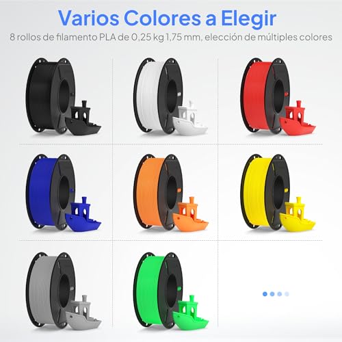 Filamento Multicolor ELEGOO Centauri Carbono PLA 8x250g con acabado mate sin líneas 7