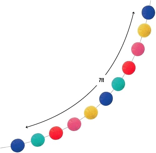 Miniatura 2 de Unique Guirnalda de pompones de fieltro de Navidad multicolor vibrante, 7 pies, 1 unidad, decoración festiva para vacaciones y eventos