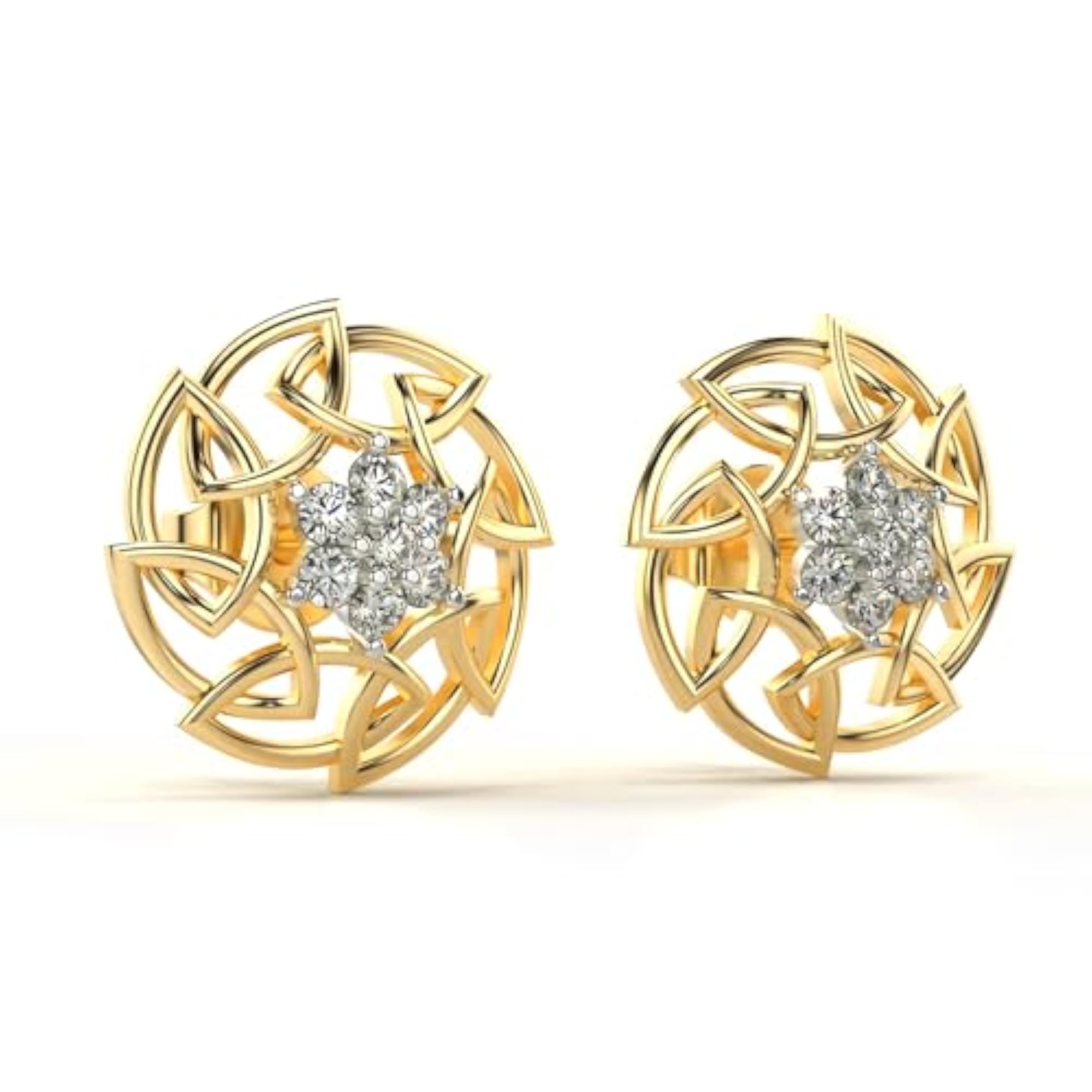 Women's Sterling Silver 0.31cts Lab Grown Diamond Earrings, Yellow