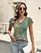 LUYAA Plus Size Tops for Women V Neck Ruffle Short Sleeve Knit Ribbed Blouses Spring Summer Business Casual Tops Ancient Floral XXL