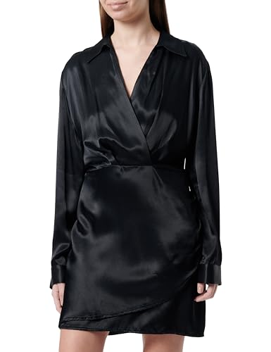Robe en satin noir Koton taille 46 à manches longues pour femme
