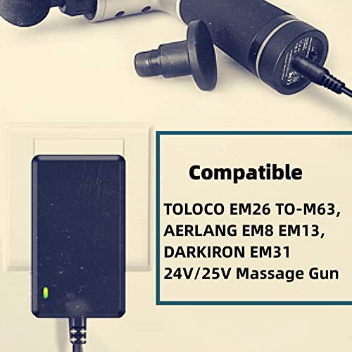 Qjin Massage Gun Replacement Charger For Toloco Em26 To-M63, Aerlang Em8 Em13, Darkiron Em31, Massage Gun Power Cord Adapter #TOP1