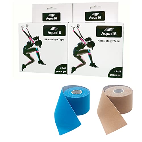 2Pack Sports Kinesiology Tape Roll Muscle Tape Physic Gear Sport Waterproof Kinesiology Tape Knee TapeOptions: Pre-cut/standard (Blue/Beige)