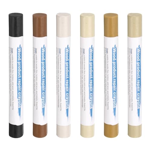 sourcing map Wood Filler Sticks 6 Colors Wooden Wax Touch Up Furniture Repair Crayons for Solid Black, Ash, Transparent, Silver Fir, Natural Cherry, Golden Walnut