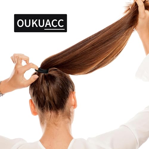 OUKUACC Black Hair Ties, 120 PCS Pack Elastic Hair Bands, No Damage Ponytail Holders for Women Men, 2 Inch Diameter Thin Thick Ouchless Hair Elastics(4MM) — view 2