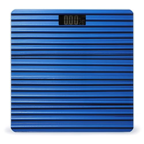 Báscula digital de baño con vidrio templado azul 26x26 cm