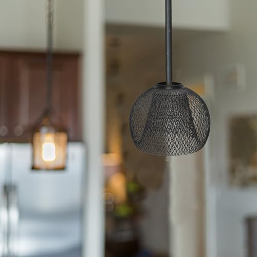 Image of Hollow Lampshade Ceiling Fan Globe Replacement Wire Lampshade Mesh Lamp Shade Metal Pendant Light Shade Replacement Light Bulb Double Layer Iron Shell