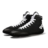 nykjbd scarpe da wrestling professionale scarpe da allenamento da boxe da uomo, traspirante antiscivolo scarpe da squat con protezione alla caviglia, suola di gomma,black-41eu