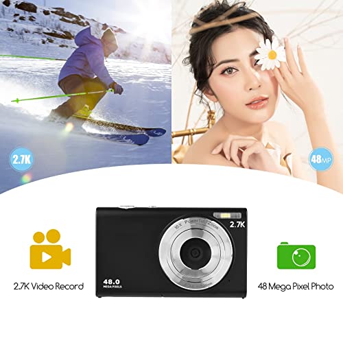 Câmera digital 2.7K Câmera de vídeo compacta com foco automático de 48MP 2.88 polegadas Tela IPS 16X