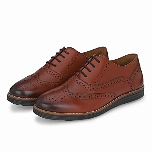 Image of Legwork Men's Leather Laser Neo Brogue Oxford 2.0 Shoes for Men and Boys