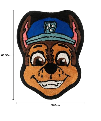 Franco Paw Patrol Chase 綿100% ノンスリップ プラッシュ バスルーム マット ラグ (公式ライセンス商品)