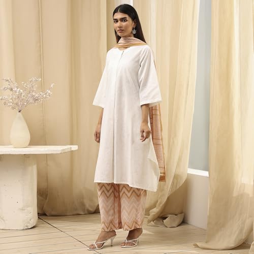 Image of BIBA Women Cotton Straight Printed Suit Set