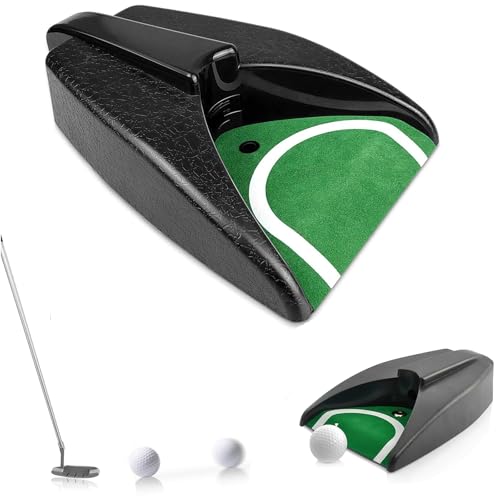 Jasfyee Golf Automatic Putting Cup with 5Pcs Golf Ball Spikes, Auto Returning Practice for Indoor Office Training