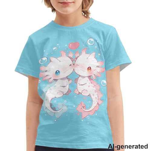 Image of Novelty 3D Graphic T Shirts for Kids Crew Neck Funny Animal Print Short Sleeve Girls Tshirts 3-16 Years
